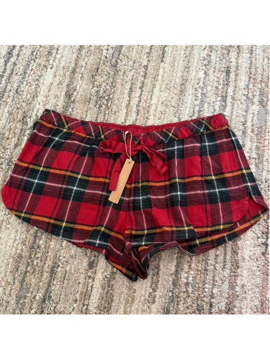 SKIMS Other - SKIMS Flannel Sleep Drawstring Short Size L Brick Holiday Plaid SKU717
